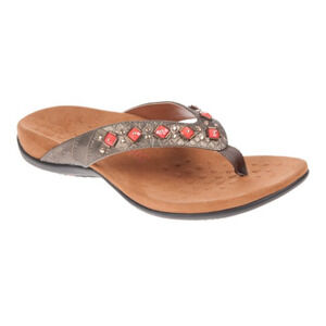 Vionic Floriana Thong Toe Post Sandal Bronze Croc Embellished Women's 8